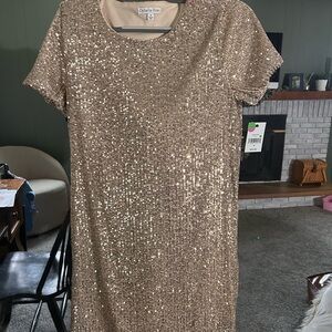 Ophelia Roe M Gold Sequin Dress